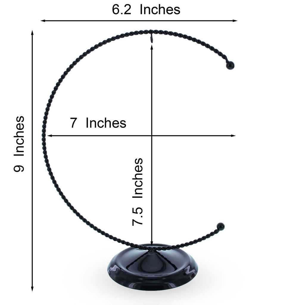 Crescent Moon Twisted Black Painted Metal Ornament Display Stand 9 Inches (Poland)