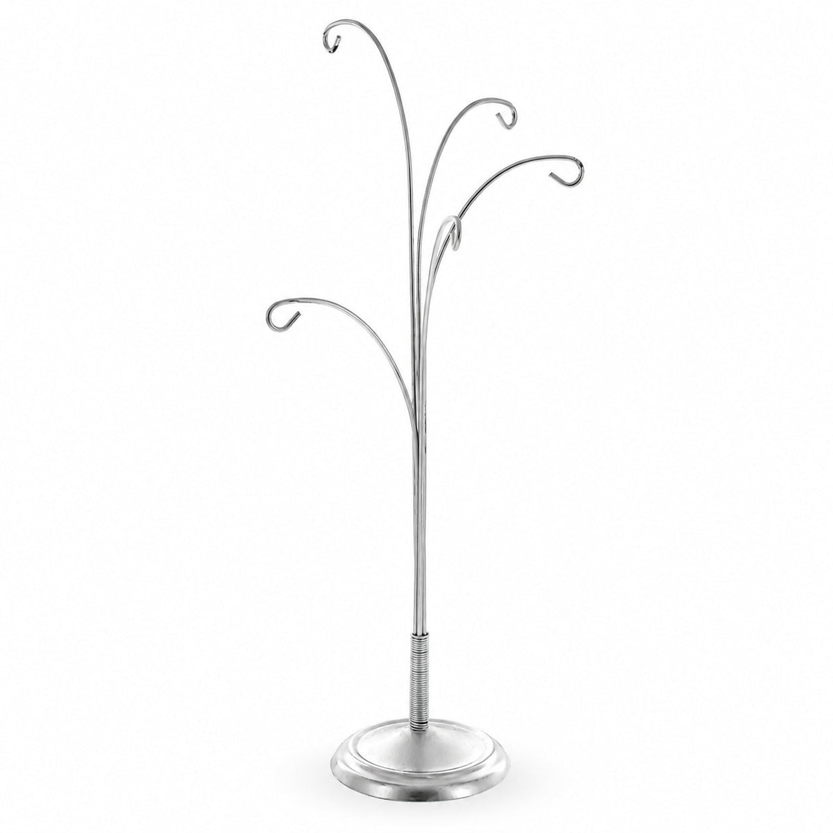 5-Arm Scroll Tree Branches Silver Metal Ornament Display Stand 14.5 Inches