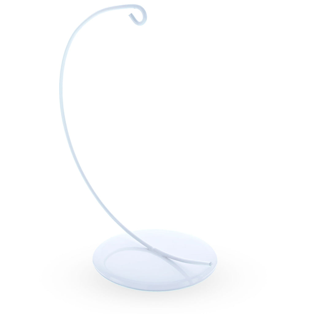 Solid Round Base White Painted Metal Ornament Display Stand 7.8 Inches