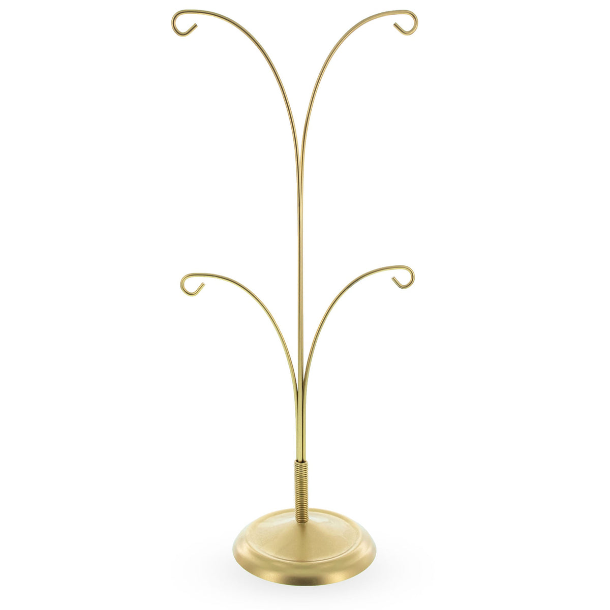 4-Arm Tree Branch Gold Metal Ornament Display Stand 12 Inches