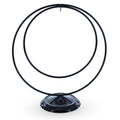 Contemporary Double Circle Black Painted Metal Ornament Display Stand 8.2 Inches