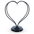 Double Wire Heart Twisted Black Paint Metal Ornament Display Stand 7.8 Inches