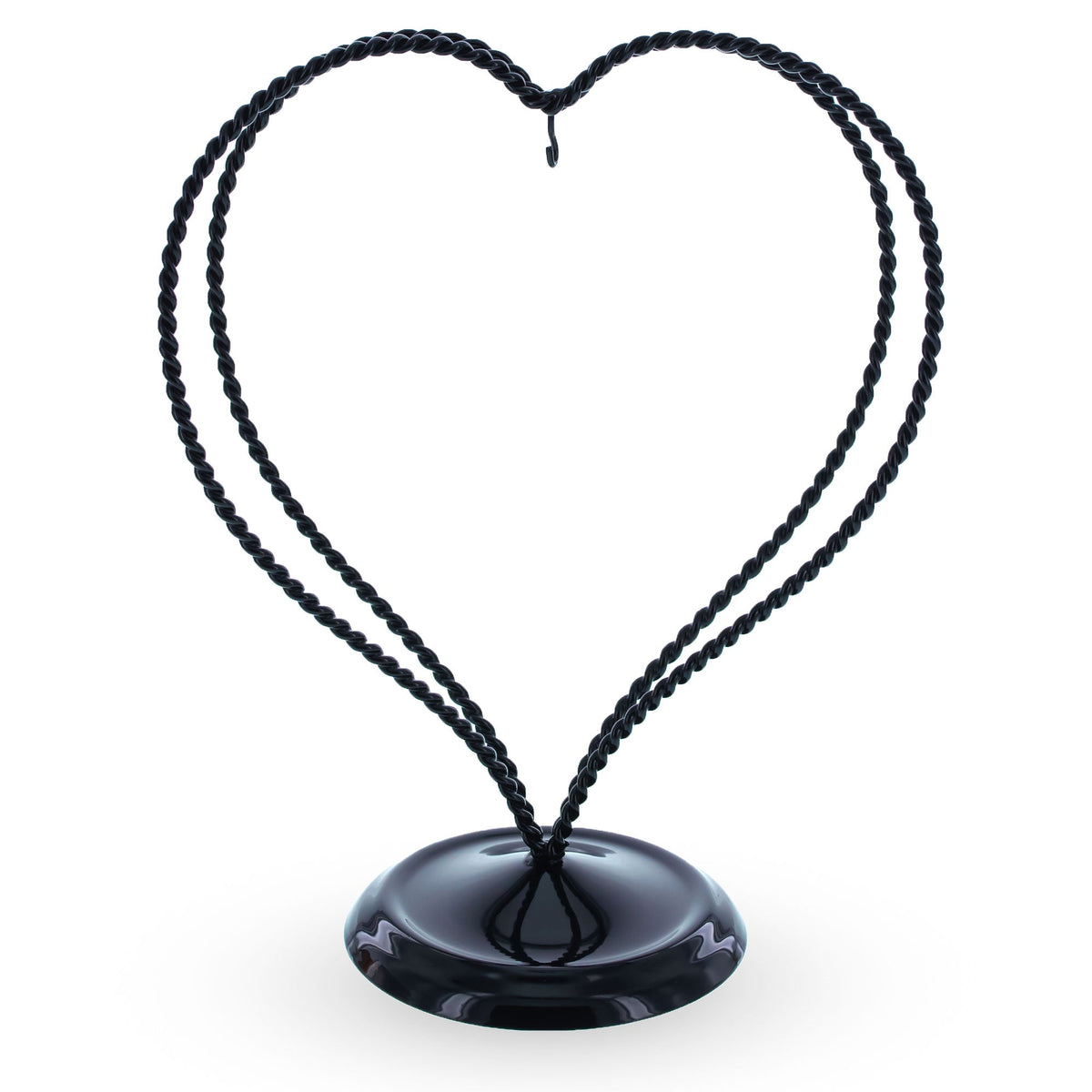 Double Wire Heart Twisted Black Paint Metal Ornament Display Stand 7.8 Inches