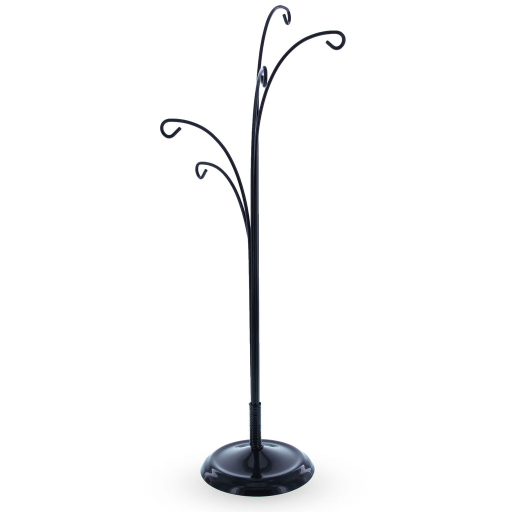 5-Arm Scroll Tree Branches Black Painted Metal Ornament Display Stand 14.5 Inches
