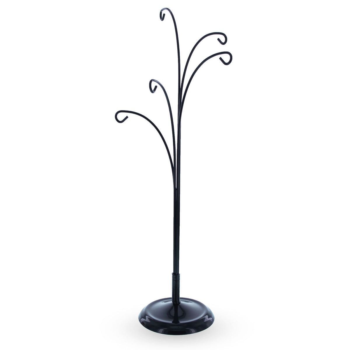 5-Arm Scroll Tree Branches Black Painted Metal Ornament Display Stand 14.5 Inches