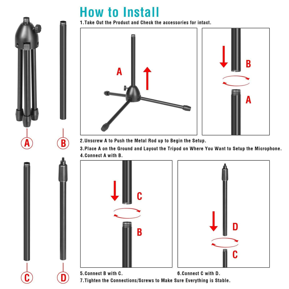 Anti-slip Tripod Condenser Microphone Stand
