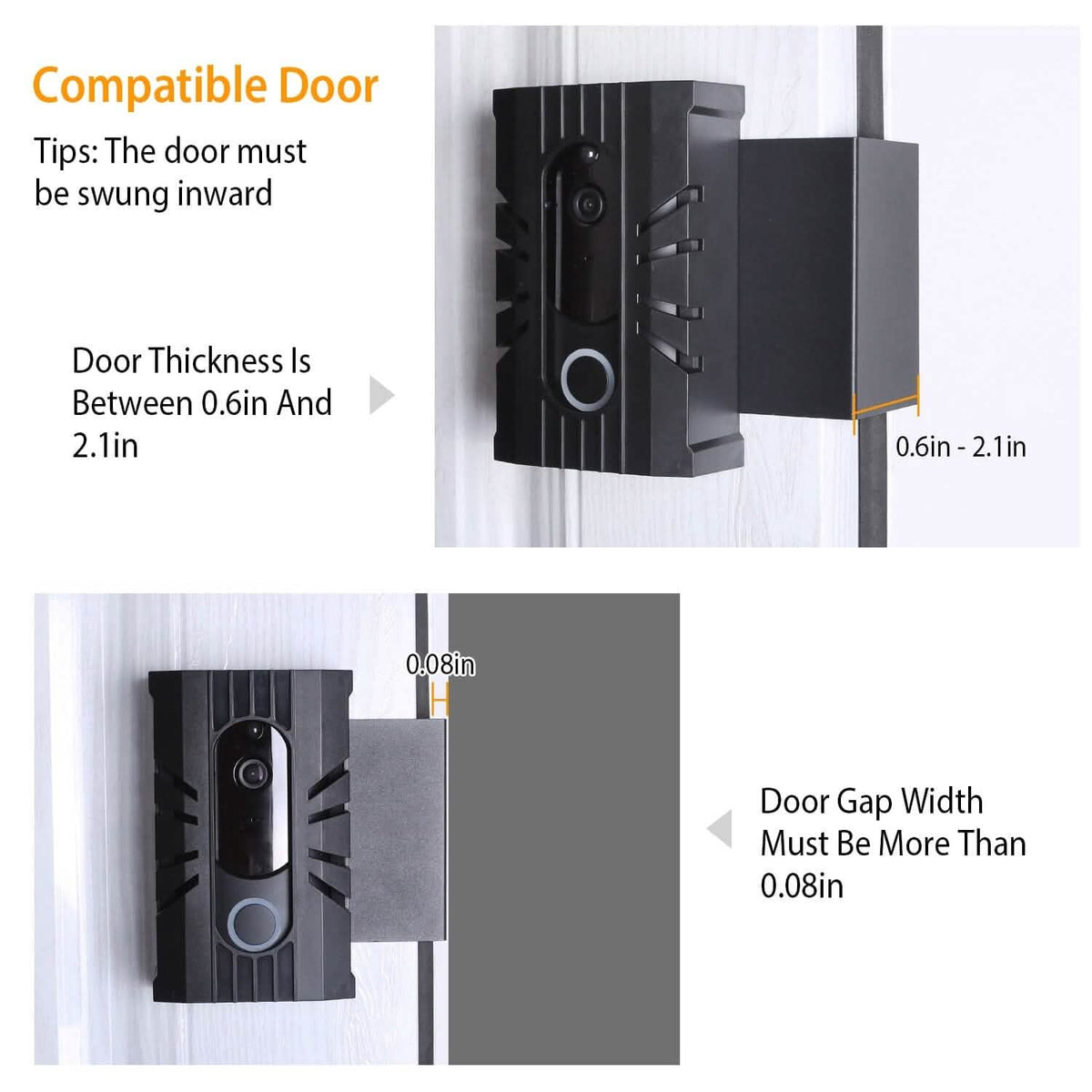 Anti Theft Video Doorbell Door Mount Fit for Most Doorbell Camera Accessories