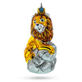 Lion on Gray Rock Glass Christmas Ornament