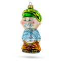 Toddler Boy With Pacifier Glass Christmas Ornament