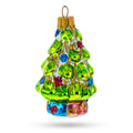 Tree Adorned with Golden Garland Glass Christmas Ornament