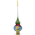 Angel Decorating Tree on White Glass Christmas Tree Topper 11 Inches