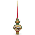 Snow Covered Winter Village Red Glass Christmas Tree Topper 11 Inches