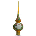Santa and Mistletoe on Gold Glass Christmas Tree Topper 11 Inches