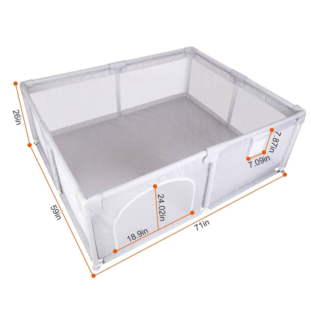Baby Playpen with Anti-Suction Base Zipper Door