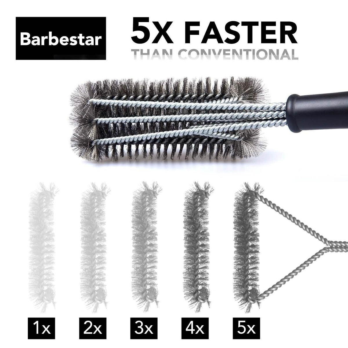 Barbestar 18" 3 in 1 Safe Barbecue Grill Brush Wire Bristles
