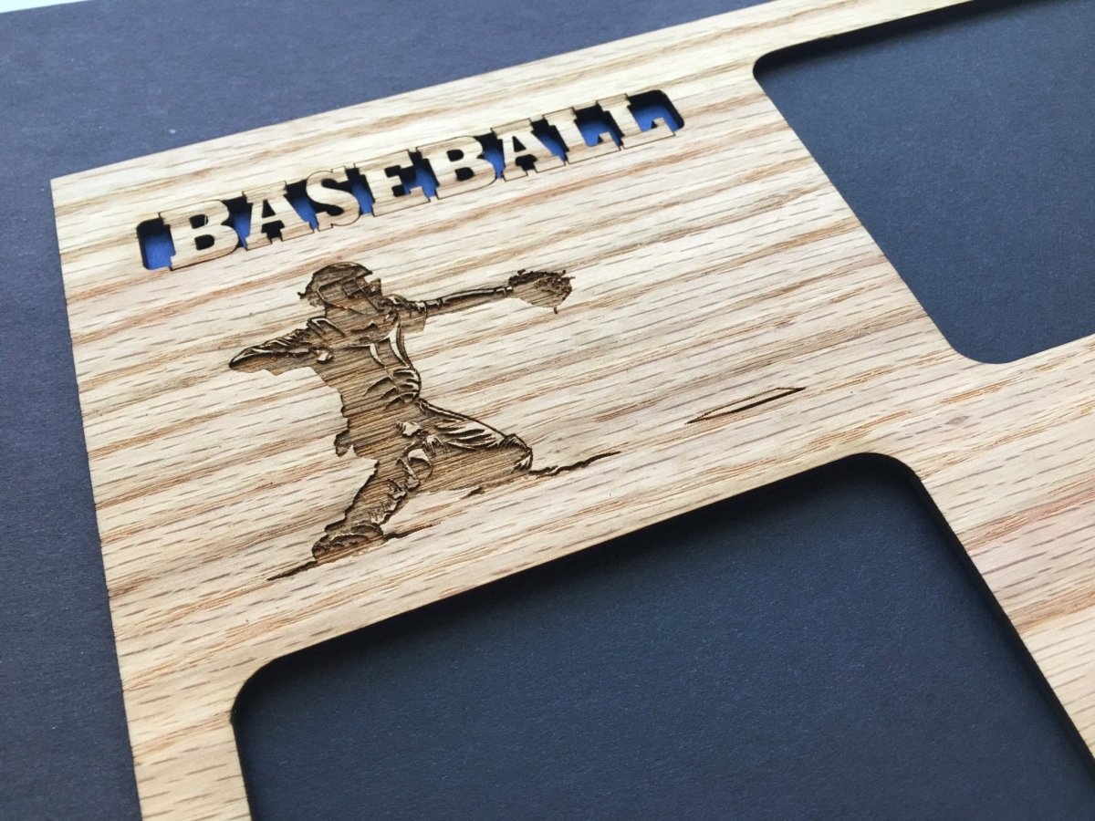 Baseball Catcher Picture Frame - 8x10 Frame Hold 2 3x4 Photos