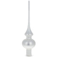 Matte White with Sparkling Top Glass Christmas Tree Topper 11 Inches