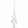 Glossy White with Sparkling Top Glass Christmas Tree Topper 11 Inches
