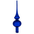 Matte Blue with Sparkling Top Glass Christmas Tree Topper 11 Inches