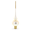 Matte Beige with Sparkling Top Glass Christmas Tree Topper 11 Inches