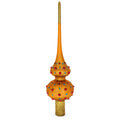 Red Jewels on Gold Geometrical Glass Christmas Tree Topper 11 Inches