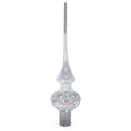 Pink Roses and Pearls on Silver Glass Christmas Tree Topper 11 Inches