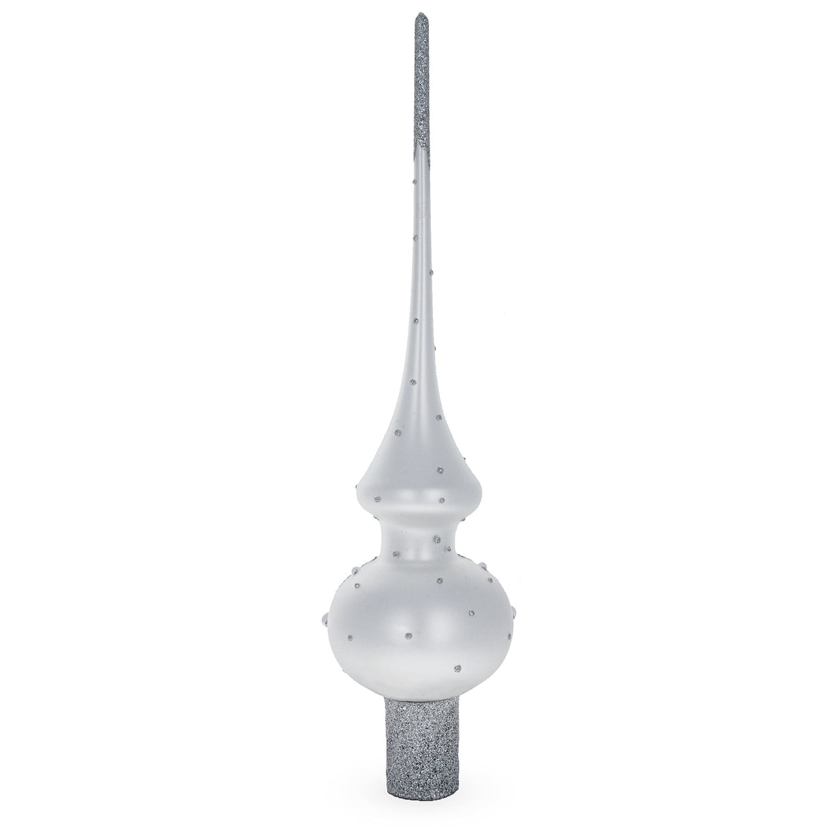 Pink Roses and Pearls on Silver Glass Christmas Tree Topper 11 Inches