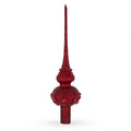 Dimensional Red Jewels Chandelier on Red Glass Christmas Tree Topper 11 Inches