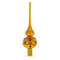 Multicolored Jewels on Gold Glass Christmas Tree Topper 11 Inches