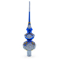 Pearls and Twisted Rope on Double Ball Blue Glass Christmas Tree Topper 12.5 Inches