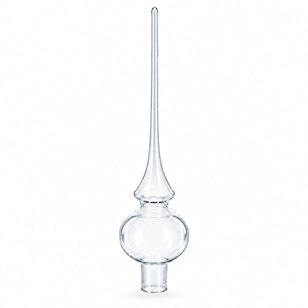 Clear Mouth-Blown Finial Glass Christmas Tree Topper 11 Inches