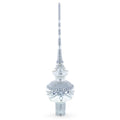 Dimensional White Jewels on White Glass Christmas Tree Topper 11 Inches