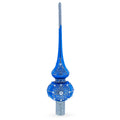 Silver Web on Blue Glass Christmas Tree Topper 11 Inches