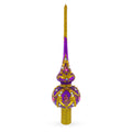 Gold and White Jewels on Purple Glass Christmas Tree Topper 11 Inches