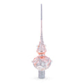 Silver Swirls on Metallic Rose Pink Glass Christmas Tree Topper 11 Inches