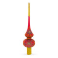 Radiant Jeweled Snowflake on Red Glass Christmas Tree Topper 11 Inches