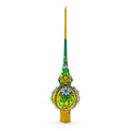 Enchanted Emerald Jeweled Green Glass Christmas Tree Topper 11 Inches