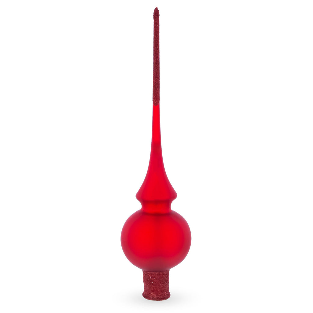 Translucent Red Glass Christmas Tree Topper 11 Inches