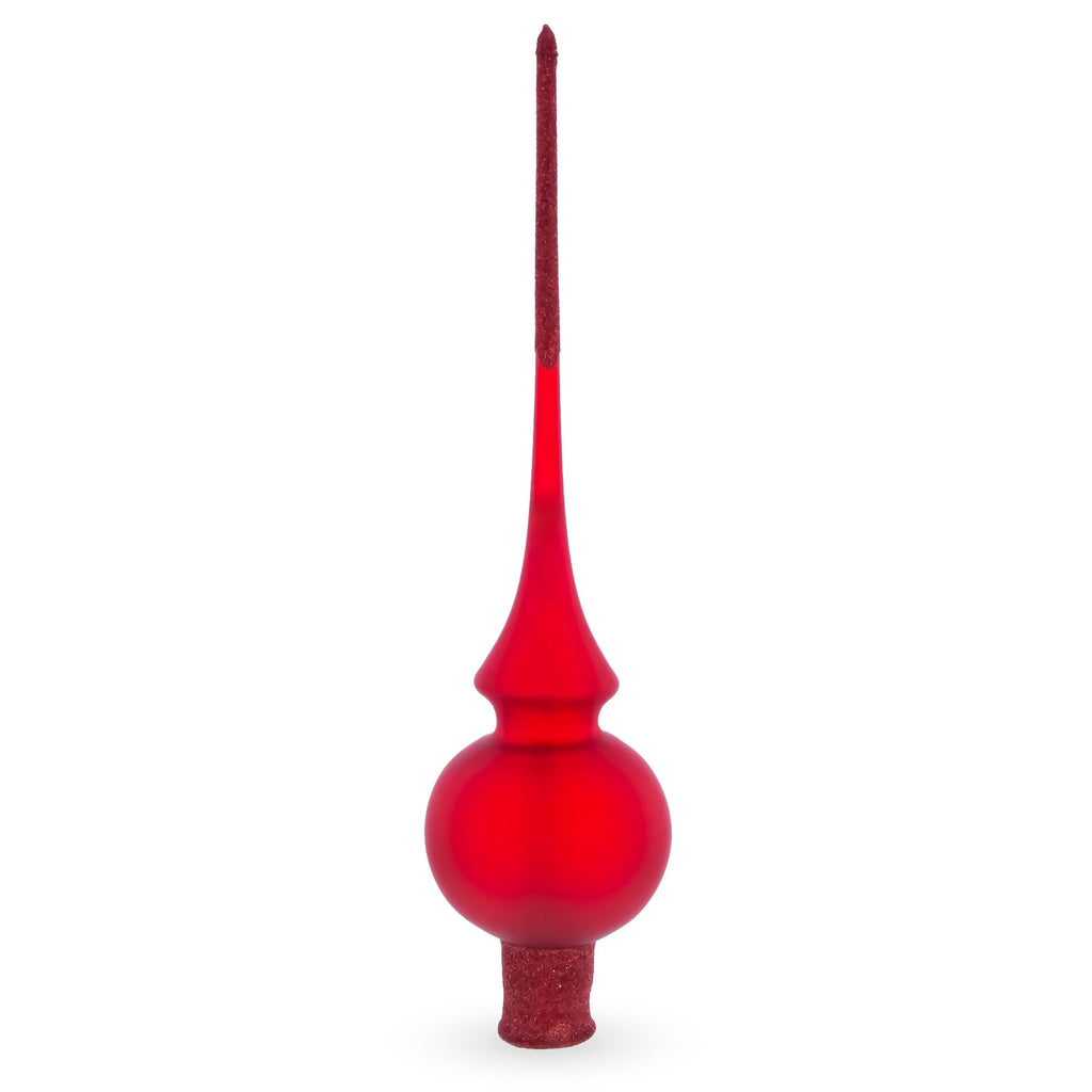 Translucent Red Glass Christmas Tree Topper 11 Inches