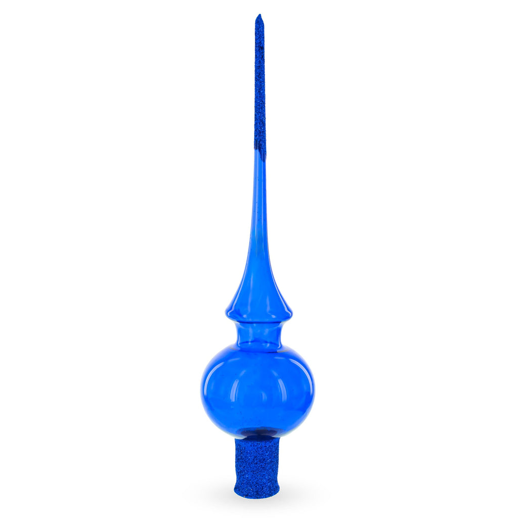 Translucent Blue Glass Christmas Tree Topper 11 Inches