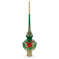 Regal Emerald & Red Glass Christmas Tree Topper 11 Inches
