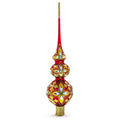 Diamond Stars Double Ball Glass Christmas Tree Topper 16 Inches