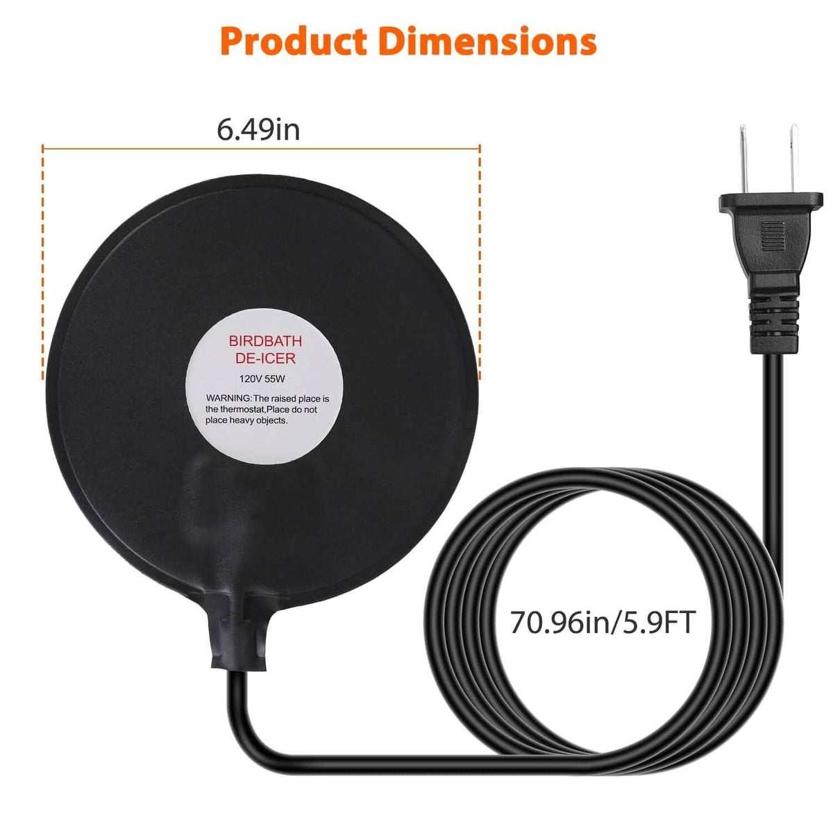 Bird Bath Deicer Outdoor Winter Water Heater Thermostatically Controlled