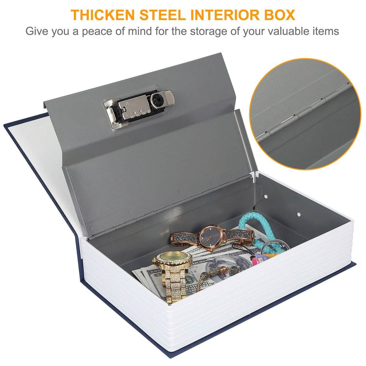 Book Safe with 3-Digit Combination Lock Storage Box