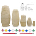 Set of 5 Unfinished Unpainted Wooden Nesting Dolls Craft DIY Kit 6 Inches