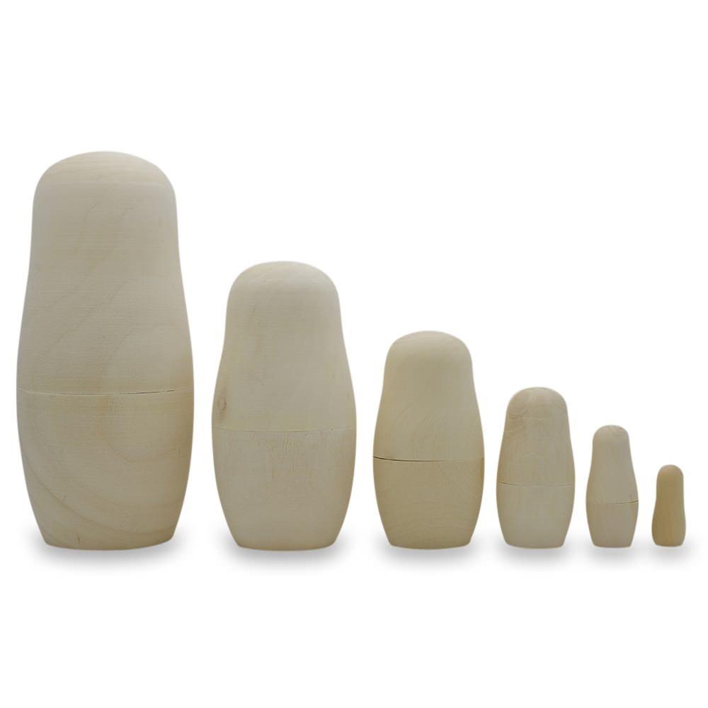 Set of 6 Unfinished Wooden Nesting Dolls DIY Craft Blanks for Painting 5.5 Inches