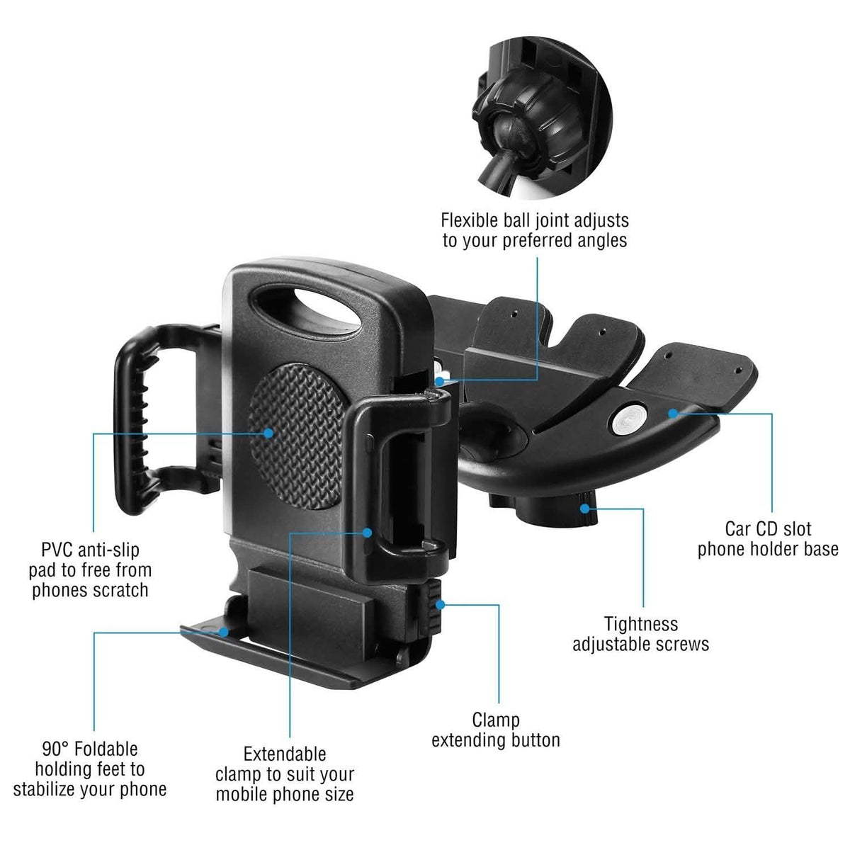 Car Phone Holder CD Slot Phone Mount 360 Rotatable