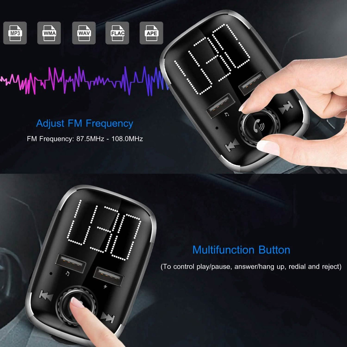 Car Wireless FM Transmitter Dual USB Charger