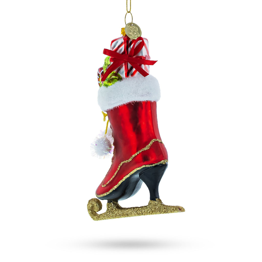 Red Ice Skate Glass Christmas Ornament