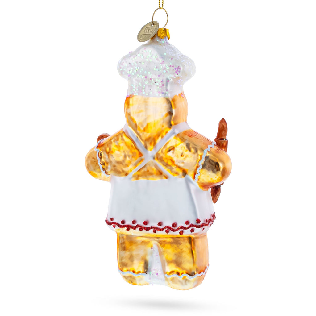 Baking Gingerbread Man Glass Christmas Ornament